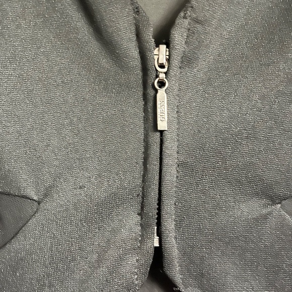 GUESS BLACK STRAPLESS COCKTAIL DRESS OPEN CRISS CROSS BACK ZIPPER/ MESH CUTOUTS - Picture 5 of 6